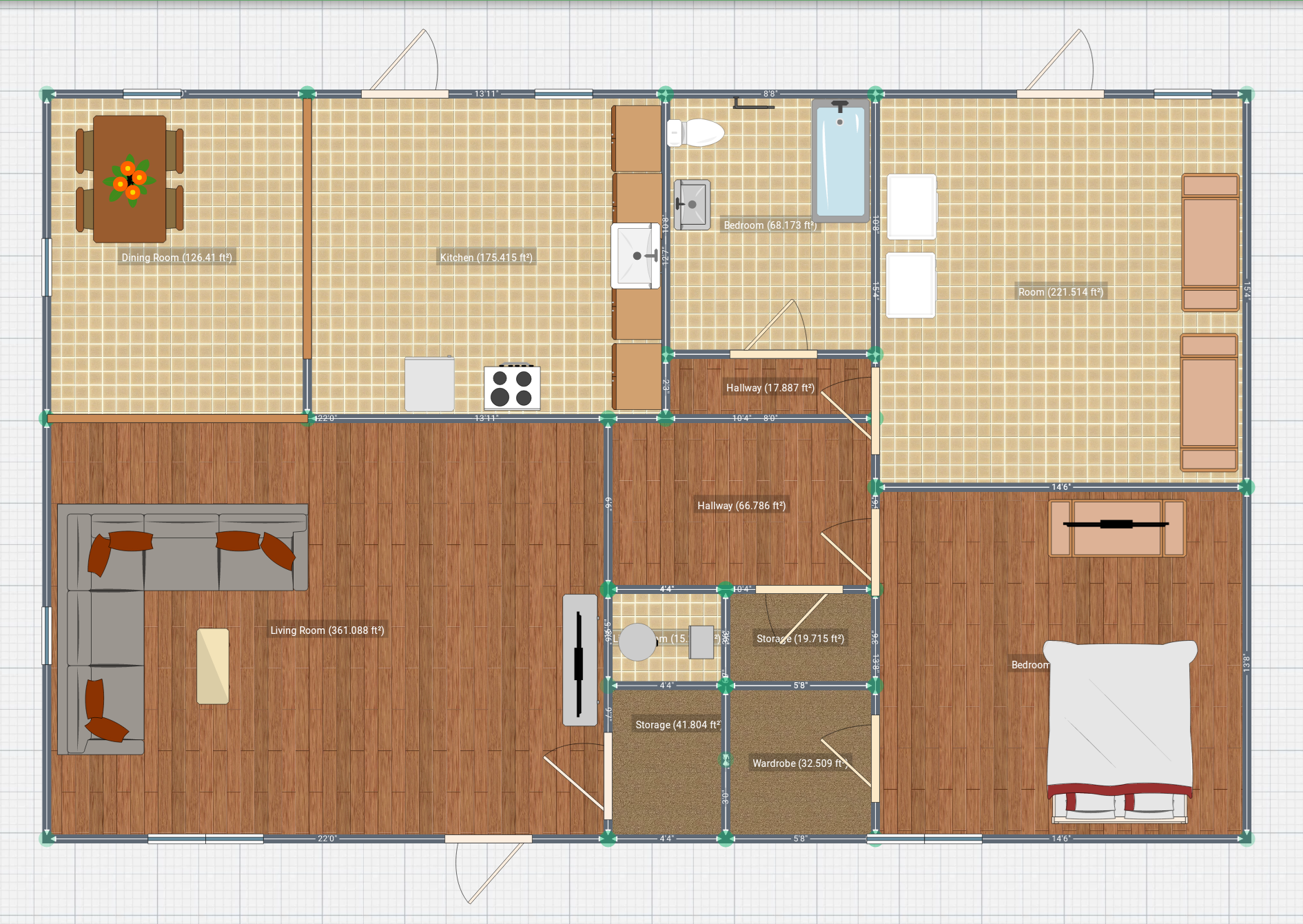 One bed One Bath Floor Plan 2